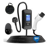 PLKEQS EV Charger Cable Type 2 to 3 Pin UK Plug [6/8/10/13A] Adjustable Current Portable Electric Car Charger with UI Display Screen Timing Delay 1-10Hours Bag for EVs & PHEV,5M