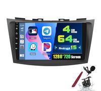 PLKEQS Y3,4+64G Android 15 Car Stereo for S-uzuki Swift 2011-2017, 9" 2K Touch Screen, Wireless CarPlay Android Auto, 32EQ 5G WiFi Bluetooth 1080P Backup Camera