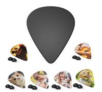 PLKIUYT 6-Pack Customized Guitar Picks Personalized Guitar Accessories Two Sides Printing with Your Name Text Picture Guitar Pick for Men and Women, PureBlack 1set, 0.71mm