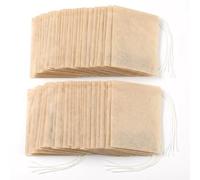 Plkjiu 100Pcs Plastic Free Empty Tea Bags, 100% Natural Wood Pulp Paper Tea Filter Bags, Disposable Tea Bags for Loose Leaf Tea with Drawstring, Biodegradable Tea Infusers for Coffee Herbs Spices Home