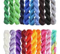 Plkjiu 20 Pieces Premium Silk Nylon Cord, 1mm Macrame Chinese Knotting Cord, Macrame Thread Hair Braiding for Friendship Bracelet Necklace DIY Craft Jewellery Making(20 Colors, 22m Each Color)