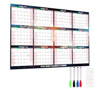 Plkjiu 2026 Wall Planner Jan to Dec Full Year | A1 Laminated Erasable Wall Calendar 2026 with 4 Markers | Double-Sided Portrait & Landscape Family & Office Year Planner (85x62cm)