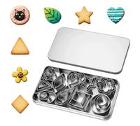 Plkjiu 30-Piece Christmas Cookie Cutters Set - Stainless Steel Biscuit Cutters with Storage Box for Pastry & Mince Pies, 10 Shapes in 3 Sizes for Festive Baking, Holiday Gift for Bakers