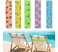 Plkjiu 5 Pcs Beach Towel Bands for Sun Loungers - Elastic Windproof Sunbed Straps for Pool Beach Chairs, Colourful Towel Clips for Cruise & Holiday Essentials, 30cm x 5cm