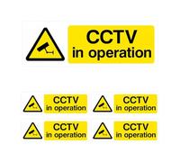 Plkjiu 5PCS CCTV Signs Stickers - Weatherproof Security Warning Signs for Indoor & Outdoor Use, GDPR Compliant CCTV in Operation Signage, Yellow
