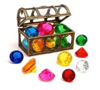 Plkjiu Gems Set Toy - Diving Toys for Swimming Pool & Beach, 10 Large Sinkers for Kids 5-12, Pirate Pool Games with Antique Bronze Treasure Box