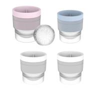 Plkjiu Large Ice Cube Ball Moulds Ice Balls Maker - 4 Pack 6cm Sphere Ice Cube Moulds for Whisky & Cocktails, Reusable Silicone Round Ice Maker with Lids, White Pink Blue