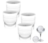 Plkjiu Large Ice Cube Ball Moulds Ice Balls Maker - 4 Pack 6cm Sphere Ice Cube Moulds for Whisky & Cocktails, Reusable Silicone Round Ice Maker with Lids, White Pink Blue (White)