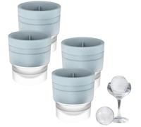Plkjiu Large Ice Cube Ball Moulds Ice Balls Maker - 4 Pack 6cm Sphere Ice Cube Moulds for Whisky & Cocktails, Reusable Silicone Round Ice Maker with Lids, White Pink Blue (Blue)