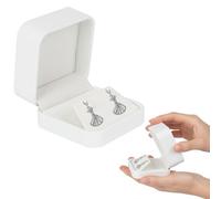 Plkjiu White Velvet Earring Box Elegant Small White Earrings Presentation Gift Box Stud Jewelry Case for Wedding, Anniversary, Birthday, Mothers Day, Valentine's Day