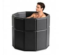 PLKO Portable Bathtub for Adult,Cold Plunge Tub for Hot SPA&Ice Bath, Foldable Bathtub for Indoor & Outdoor Use, 6-Layer Insulation, with Cushion and Bag(Black)