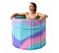 PLKO Portable Bathtub for Adult,Cold Plunge Tub for Hot SPA&Ice Bath, Foldable Bathtub for Indoor & Outdoor Use, 6-Layer Insulation, with Cushion and Bag(blue and purple)