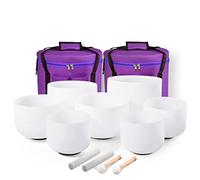 PLKTCM 7-12 Inch Frosted Quartz Crystal Singing Bowls Note CDEFGAB Set Of 7PCS With For Meditation(440hz)