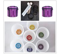PLKTCM Set of 7 PCS 7"-12" Note CDEFGAB Frosted Quartz Crystal Singing Bowls 432Hz with 12" carry bags(440hz)