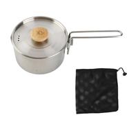 PLKYZMCDK 1L Camping Tea Pot, Stainless Steel Outdoor Kettle with Removable Handle and Lid, Portable Boiling Pot for Hiking Picnic Camping Over Open Fire or Gas Stove