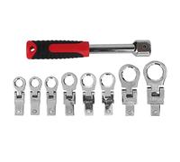 PLKYZMCDK 9 Pcs Detachable Socket Wrench Set, CR V Socketing Wrench Kit with 180 Degree Rotating Flex Head, Interchangeable Socket Wrench Set for Car Repair, Machinery, Mining and Household