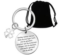 PLLDAER Keychain Gifts, Text Keychain, Inspirational Keychains, Thank You Gifts, Four Leaf Clover Keychains With Velvet Pouch For Colleague Boss Teacher, Party Birthday Wedding Christmas Farewell