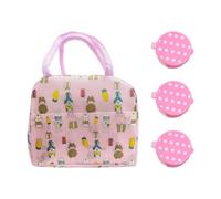 PLLDVEFD 1 Piece Cartoon Lunch Box Bag And 3 Piece Mini Sauce Container, Thermal Lunch Box Bag, Children'S Lunch Bag, Waterproof Lunch Bag.