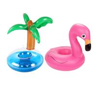 PLLDVEFD 1 Piece Coconut Tree Inflatable Coaster And 1 Piece Flamingo Inflatable Coaster, Water Floating Coaster, Pool Party Supplies, Creative Coaster.