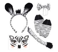PLLDVEFD 1 Piece Headband, 1 Piece Bow Tie, 1 Pair Of Sleeves, 1 Piece Tail And 1 Face Patch, Zebra Costume, Role Play Accessories.