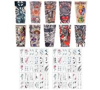 PLLDVEFD 10 Pieces Of Children'S Fake Tattoo Sleeves And 2 Tattoo Stickers, Fashionable And Personalized Sleeves, Sunscreen Sleeves, Children'S Clothing Accessories.