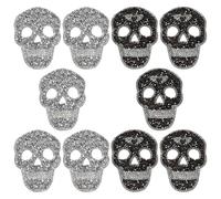 PLLDVEFD 10 Pieces of Skull Rhinestone Ironing Stickers, Creative Textile Glitter Accessories, DIY Clothing Decoration Patches, Suitable for Clothes, Bags, Hats