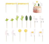 PLLDVEFD 16 Pieces Of Alpaca Themed Cake Card Inserts, Creative Cake Decorations, Cake Accessories, Children'S Party Supplies.