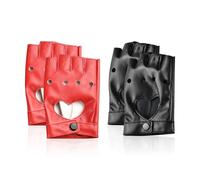 PLLDVEFD 2 Pairs Of Solid Color Half-Finger Gloves, Creative Hollow Fingerless Gloves, Fashionable Personality Punk Gloves, Universal Men And Women, And Party Performance Leather Gloves.