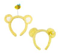 PLLDVEFD 2 Pieces Bee Headbands, Cute Plush Headbands, Fun Headbands, Creative Headbands, Suitable For Face Washing, Makeup, Parties.
