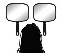 PLLDVEFD 2 Pieces Of Black Makeup Mirror And 1 Piece Of Velvet Bag, Handheld Makeup Mirror, Portable Makeup Mirror, Rectangular Makeup Mirror.