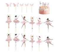 PLLDVEFD 24 Pieces Ballet Card Inserts And 5 Pieces Butterfly Card Inserts, Cake Decorations, Cute Cake Plugins, Girls Party Supplies.