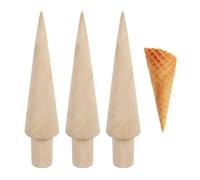 PLLDVEFD 3 Pieces Wooden Conical Mold, Ice Cream Cone Mold, Diy Dessert Waffle Tool, Waffle Setter, Creative Egg Roll Mold.