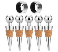 PLLDVEFD 5 Pieces Of Wine Bottle Stoppers And 2 Pieces Of Wine Rings, Wine Bottle Accessories, Red Wine Fresh-Keeping Bottle Stoppers, Red Wine Sealer.