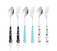 PLLDVEFD 6 Pieces Cat Claw Spoon Fork, Stainless Steel Pet Food Spoon Fork, Tableware Set, Cute Feeding Tableware, Outdoor Convenient Fork Spoon Fork.
