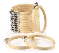 Pllieay 12 Pieces 4 Inch Embroidery Hoops Bamboo Circle Cross Stitch Hoop Ring for Embroidery, Art Craft Handy Sewing and Christmas Decoration