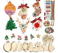 Pllieay 150 Pieces Wooden Slices Unfinished Wooden Christmas Ornaments for Christmas Decorations, DIY Party Craft and Card Making