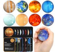 Pllieay 16PCS Solar System for Kids, Planets Toys Kids-8Pcs Space Eight Bouncy Balls+8Pcs Planetary Flashcards Kids Party Favors, Educational Toys, Space (B-036B)