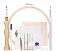 Pllieay 23 Pieces Punch Needle Kit, 2 Type Punch Needle Kits Adults Beginner, Rug Tufting Kit, Adjustable Rug Yarn Punch Needle Wooden and Plastic Handle Embroidery Pen for Embroidery Floss Cross Stit