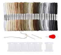 Pllieay 30 Skeins Friendship Bracelets Floss, Black to White Gradient Grey Embroidery Floss, Cross Stitch Threads with 6 Floss Bobbins, 2 Embroidery Needles and Needle Threader