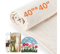 Pllieay 40" x 40" Large Overlocking Primary Tufting Cloth, Monks Cloth with Yellow Marked Lines for Tufting Guns, Punching Needles and Carpet Punching