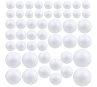 Pllieay 48 Pieces 6 Sizes Christmas White Polystyrene Balls, Styrofoam Balls, Craft Foam Balls, Polystyrene Shapes, Foam Balls for Crafts, Art, Household, School Projects, Party Decoration