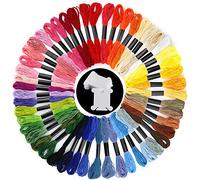 Pllieay 50 Skeins Friendship Bracelets Floss, Embroidery Threads, Rainbow Color Embroidery Floss Cross Stitch Floss with 12 Pieces Floss Bobbins for DIY Art & Craft Project