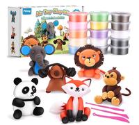 Pllieay Forest Animals Air Dry Clay Kit, Modeling Clay for Kids, DIY Model Magic Clay with Sculpting Tools, Non-Sticky Soft and Super Light, Arts and Crafts Gift for Kids (Forest Animals)
