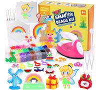Pllieay Fuse Beads Kit 5mm Fuse Beads in 24 Colors Iron Beads Set with Mini Iron, 2 Pegboards, 2 Tweezers, Ironing Papers,Pattern Guide, Fuse Beads Craft Kit for Boys Girls DIY Crafts Making