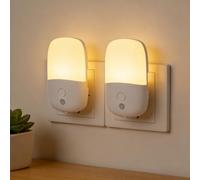 Plliocse 2 Pack Plug in Night Light with Dusk to Dawn Sensor,Night Lights Plug in Wall with 3 Lighting Modes,3000K Warm White LED Night Light for Baby, Hallways, Stairs, Bedrooms, Kitchens