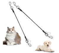 Plliocse 2pcs Dog Seat Belt for Cars, Dog Safety Belt Chew-Proof, Cat Dog Car Seat Belts with Double Clips&Buckle, Steel Rope Dog Leash Lead Cable for Cat, 80cm/32" (Black)
