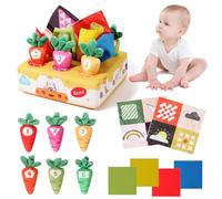Plliocse Baby Tissue Box Toy for 6-24 Months, Sensory Toys for 6 Month Old Baby, Interactive Plush Tissue Box with Carrot Pulling Game, Colorful Crinkle Tissues for Infant Early Learning (Bear)