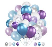 Plliocse Blue Purple Balloons, 60 Pcs 12 Inches Frozen Party Balloons, Purple Blue White and Silver Balloon for Girls Birthday Christmas Winter Snow Party Decorations (Frozen Party Decoration)