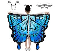 Plliocse Butterfly Wings Kids Cape, Butterfly Costume Kids with Mask, Fairy Butterfly Wings with Butterfly Tentacles, Fairy Wings Kids for Halloween Party Dress up (Style4)