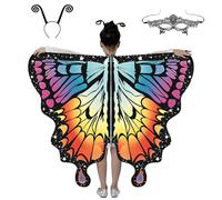 Plliocse Butterfly Wings Kids Cape, Butterfly Costume Kids with Mask, Fairy Butterfly Wings with Butterfly Tentacles, Fairy Wings Kids for Halloween Party Dress up (Style1)
